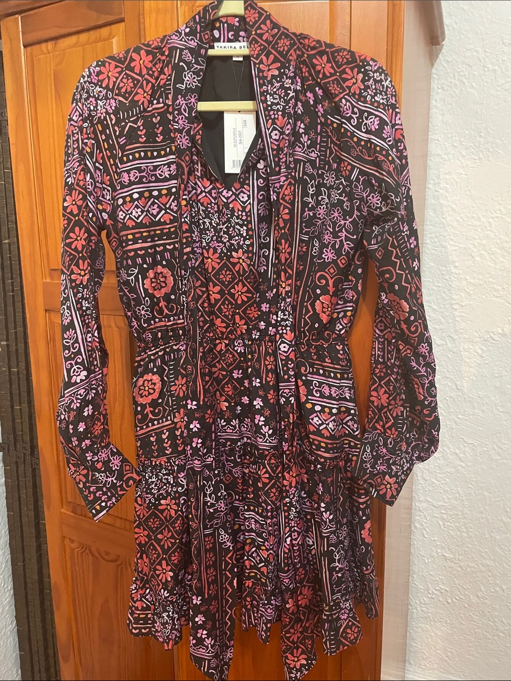 Yakira Bella Long Sleeve Floral Tiered Dress sz s